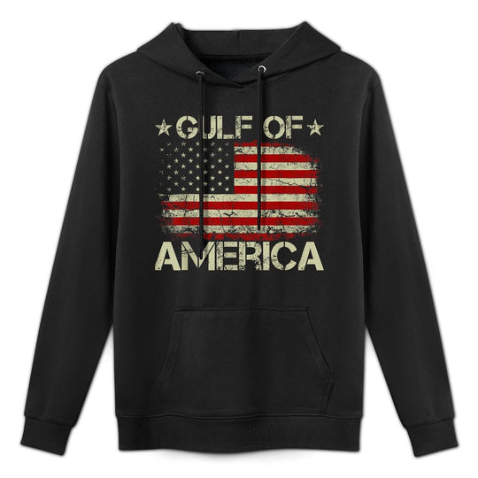 Gulf of USA America Vintage American Flag Patriotic Cotton-Polyester Blend Hoodie