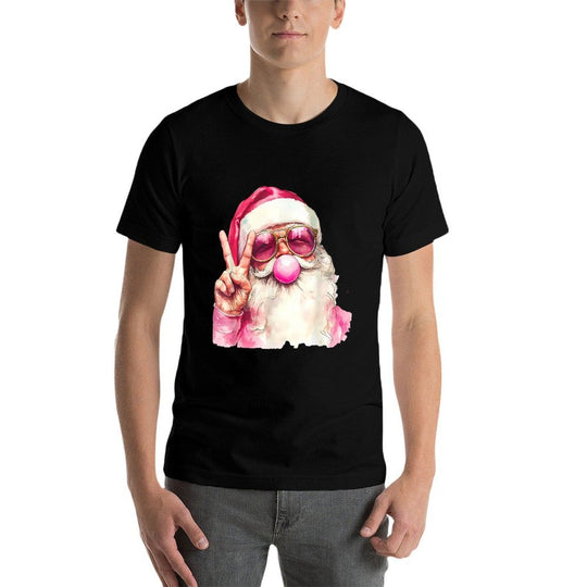 Retro Pink Santa Blowing Bubble Gum Funny Merry Christmas  Vintage-inspired T-Shirt