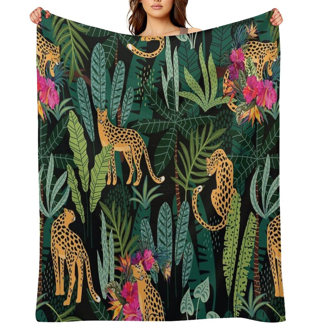 Tropical Cheetah Print Sustainable Throw Blanket