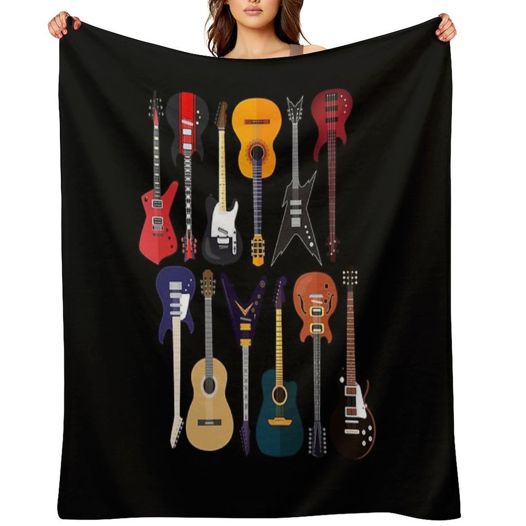 Musician Different Types Of Guitar Compact Throw Blanket