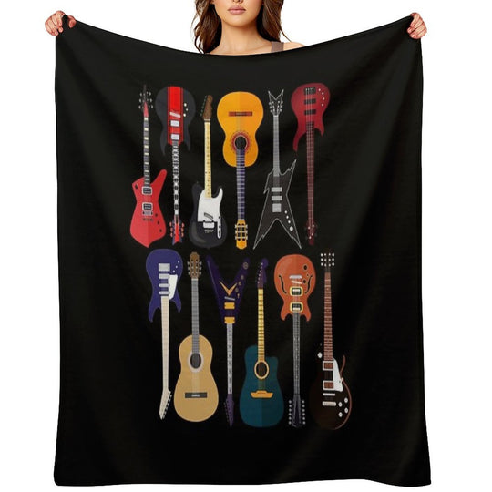 Musician Different Types Of Guitar Compact Throw Blanket