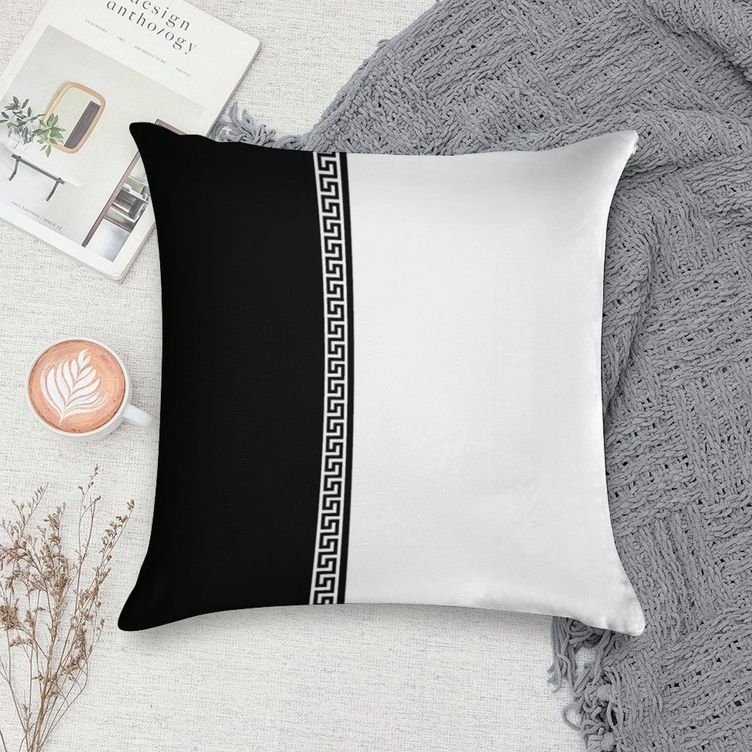 Greek Key Verticle - Black And White Soft Anti-Pilling Throw Pillow