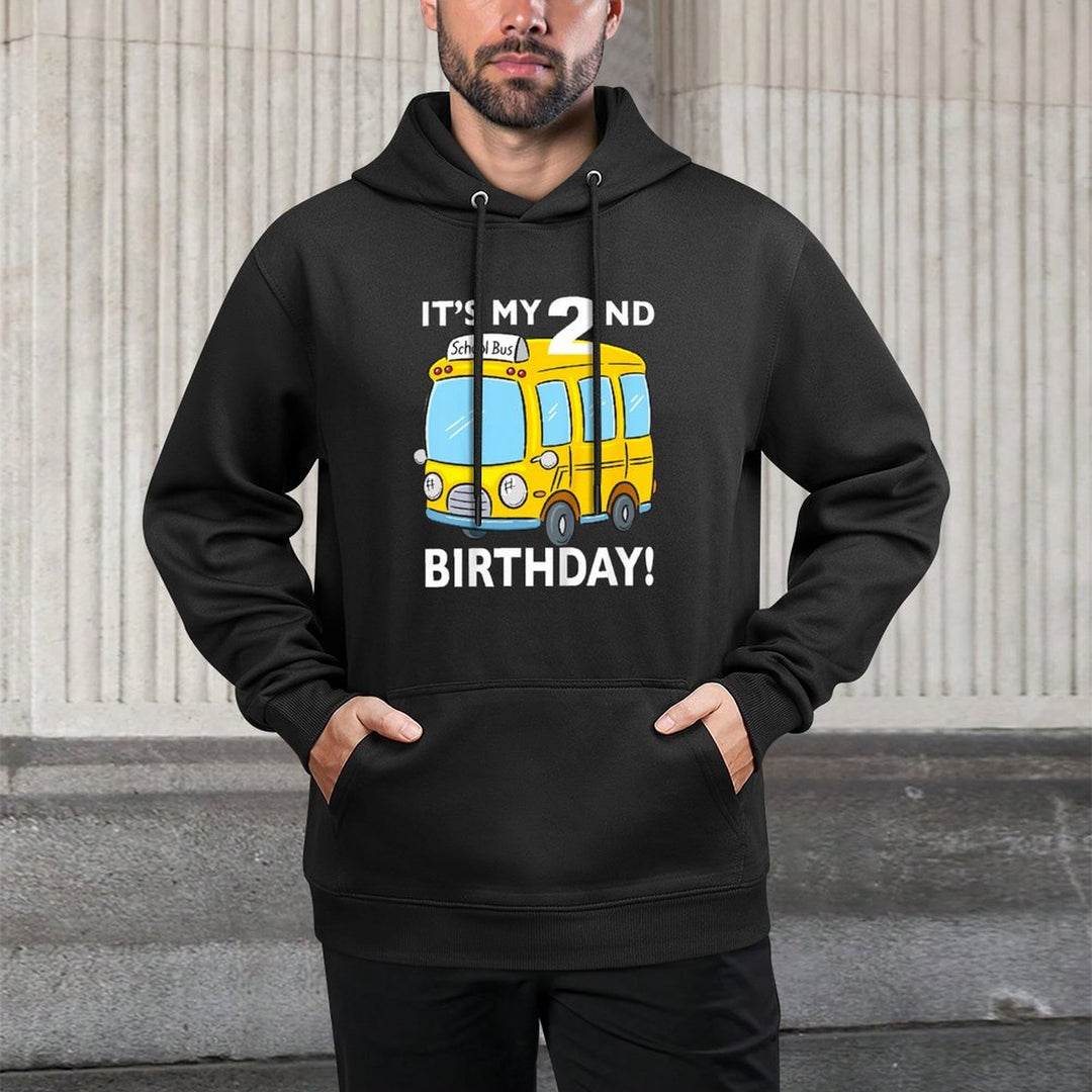 Kids It's My 2nd Birthday School Bus Theme Kids Party 2 Years Old Casual Wear Hoodie