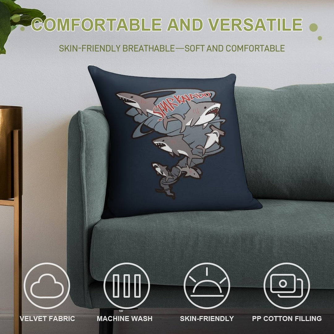 Cute Sharknado Soft Multiple Sizes Throw Pillow