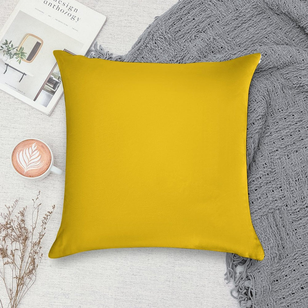Solid Plain Mid Yellow Soft Easy Maintenance Throw Pillow