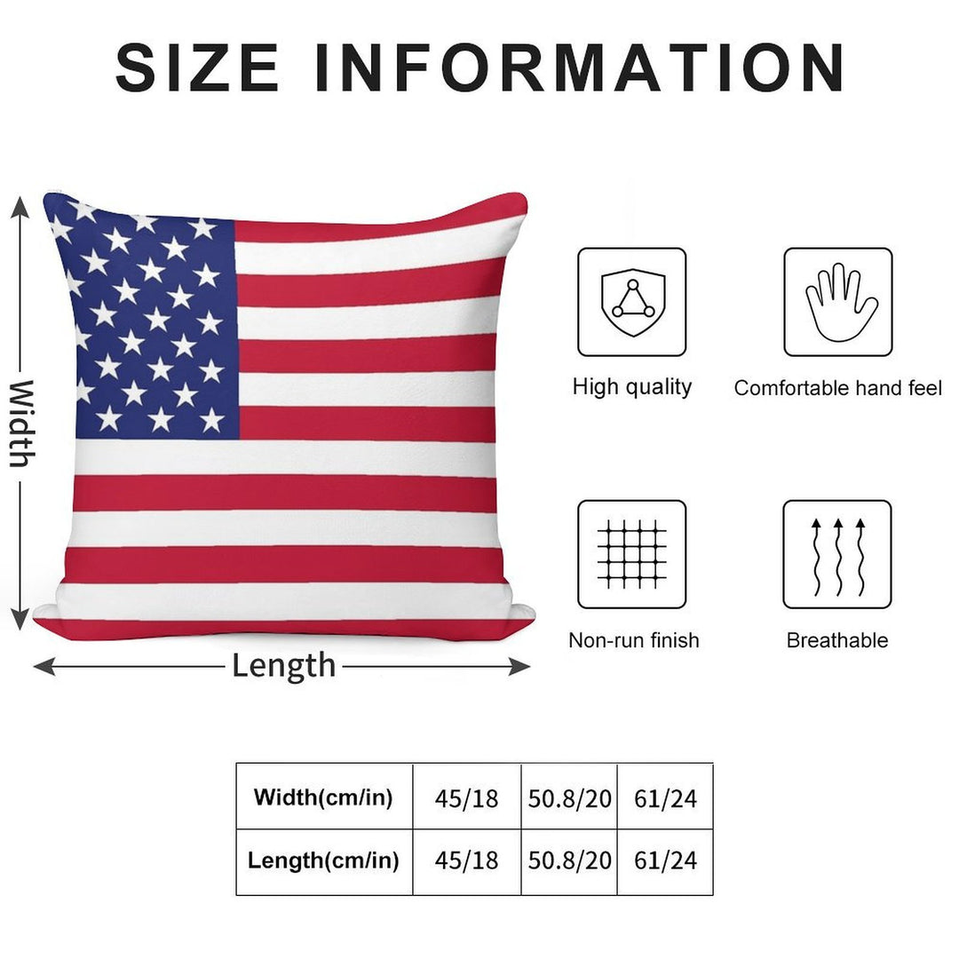 American Flag Soft Hidden Zipper Throw Pillow