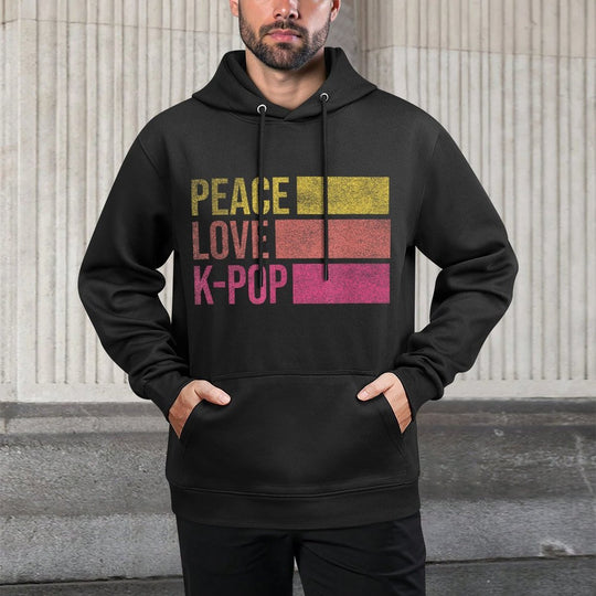Retro K-Pop Forn Girls Women KPop And Peace Adjustable Hood Hoodie