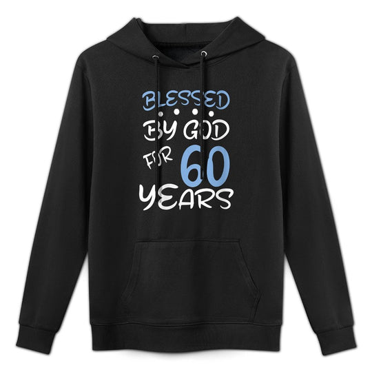 Womens Vintage Blessed by God for 60 Years Happy 60th Birthday Medium-Weight Fabric Hoodie