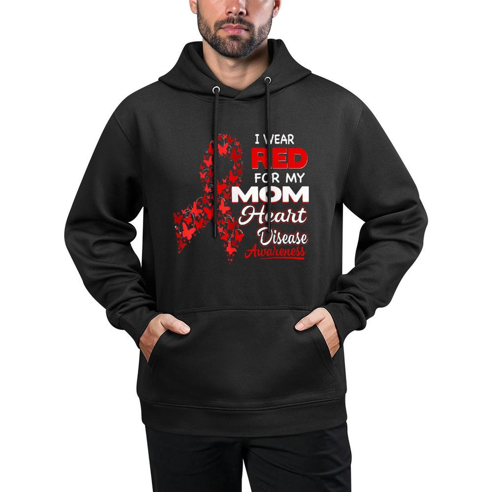 I Wear Red For My Mom Heart Disease Awareness Colorfast Hoodie