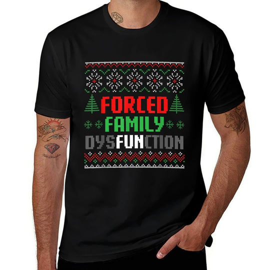 Forced Family Dysfunction Funny Christmas Chaos Forced Fun  Lightweight T-Shirt