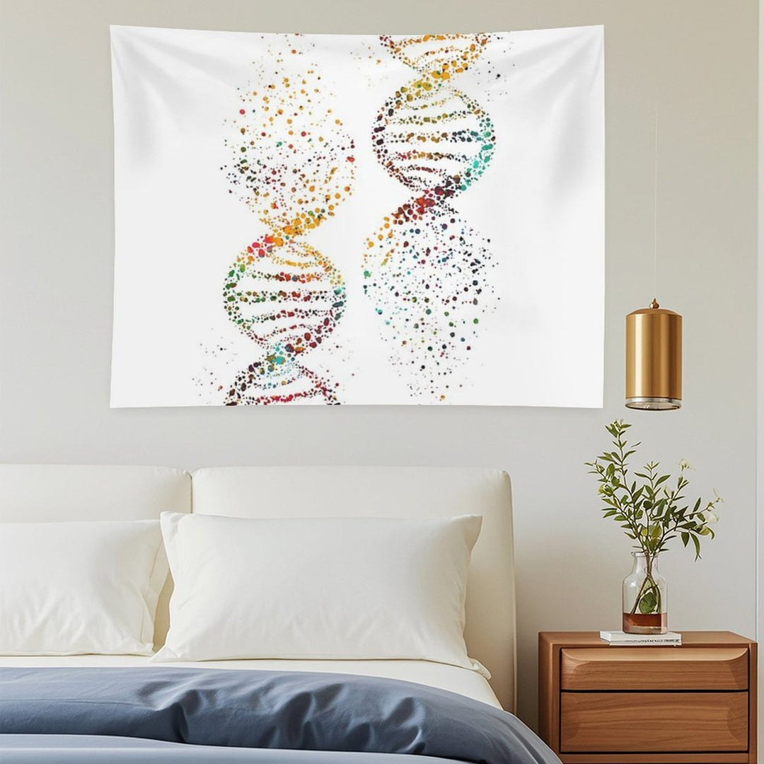 DNA, Watercolor Art,Dna Double Helix Genetic Tapestry