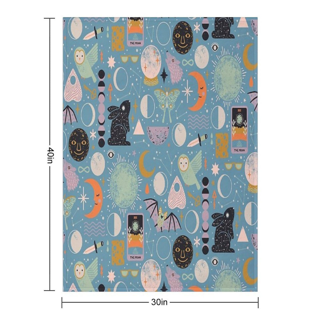 Lunar Pattern Blue Moon All-season Throw Blanket