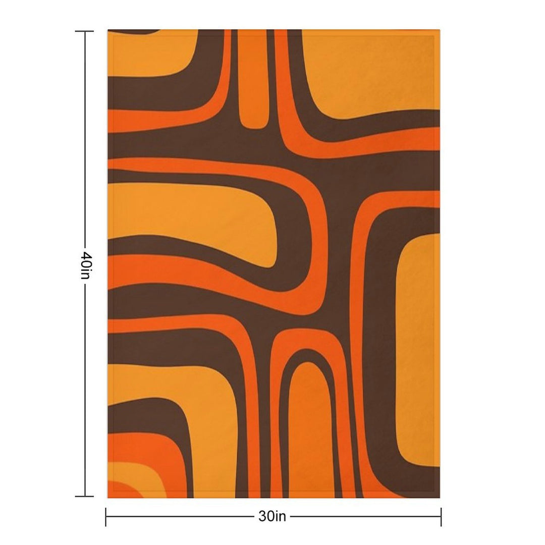 Palm Springs Retro Mid-Century Modern Abstract Pattern in 70s Brown And Orange Compact Throw Blanket