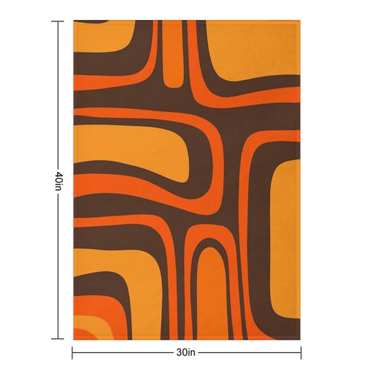 Palm Springs Retro Mid-Century Modern Abstract Pattern in 70s Brown And Orange Compact Throw Blanket