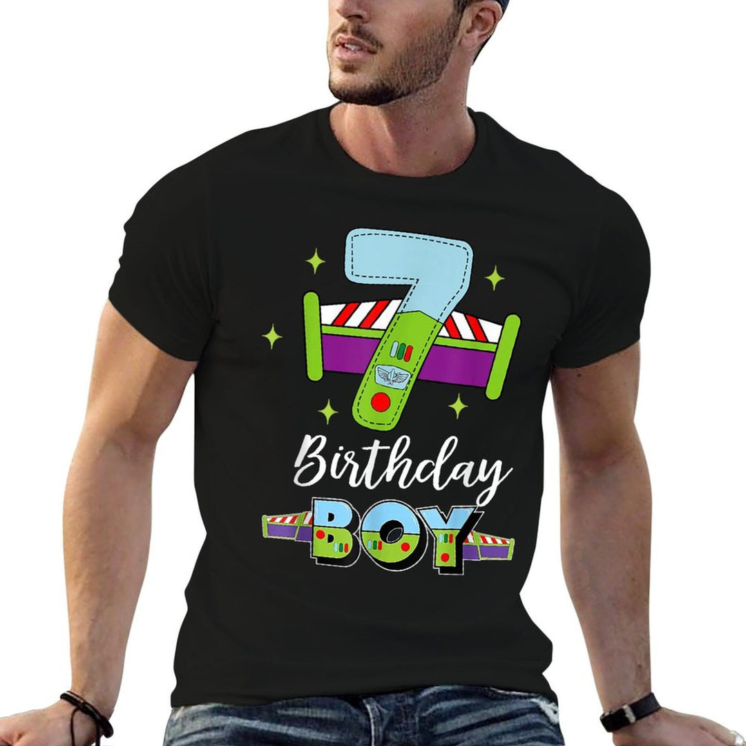 7th Birthday Party Toy Theme Boys Girls 7 Year Old Bday  Tagless Design T-Shirt