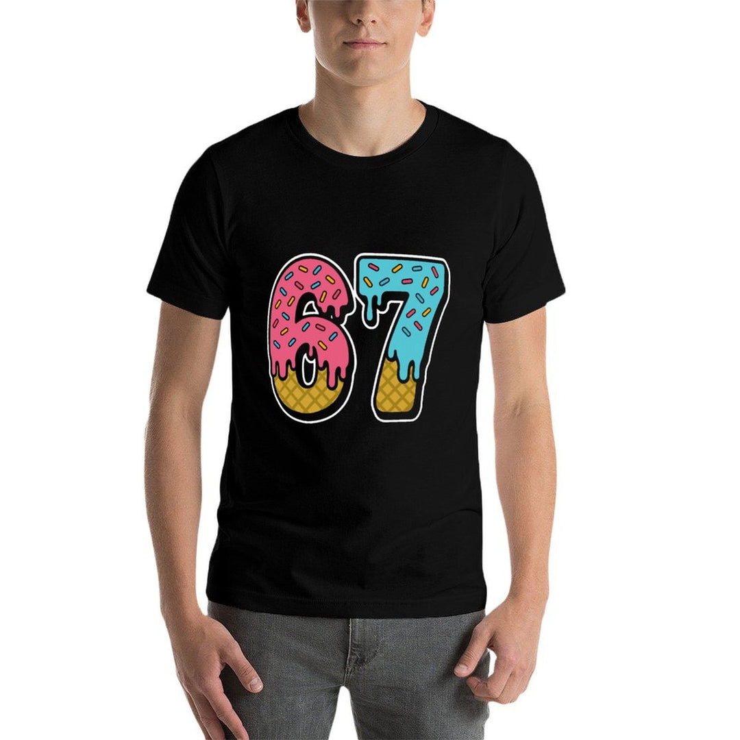 67 Ice Cream Drip Meme Funny Six Seven Gen Alpha Slang  Vintage-inspired T-Shirt