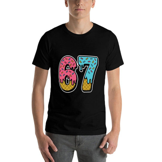 67 Ice Cream Drip Meme Funny Six Seven Gen Alpha Slang  Vintage-inspired T-Shirt