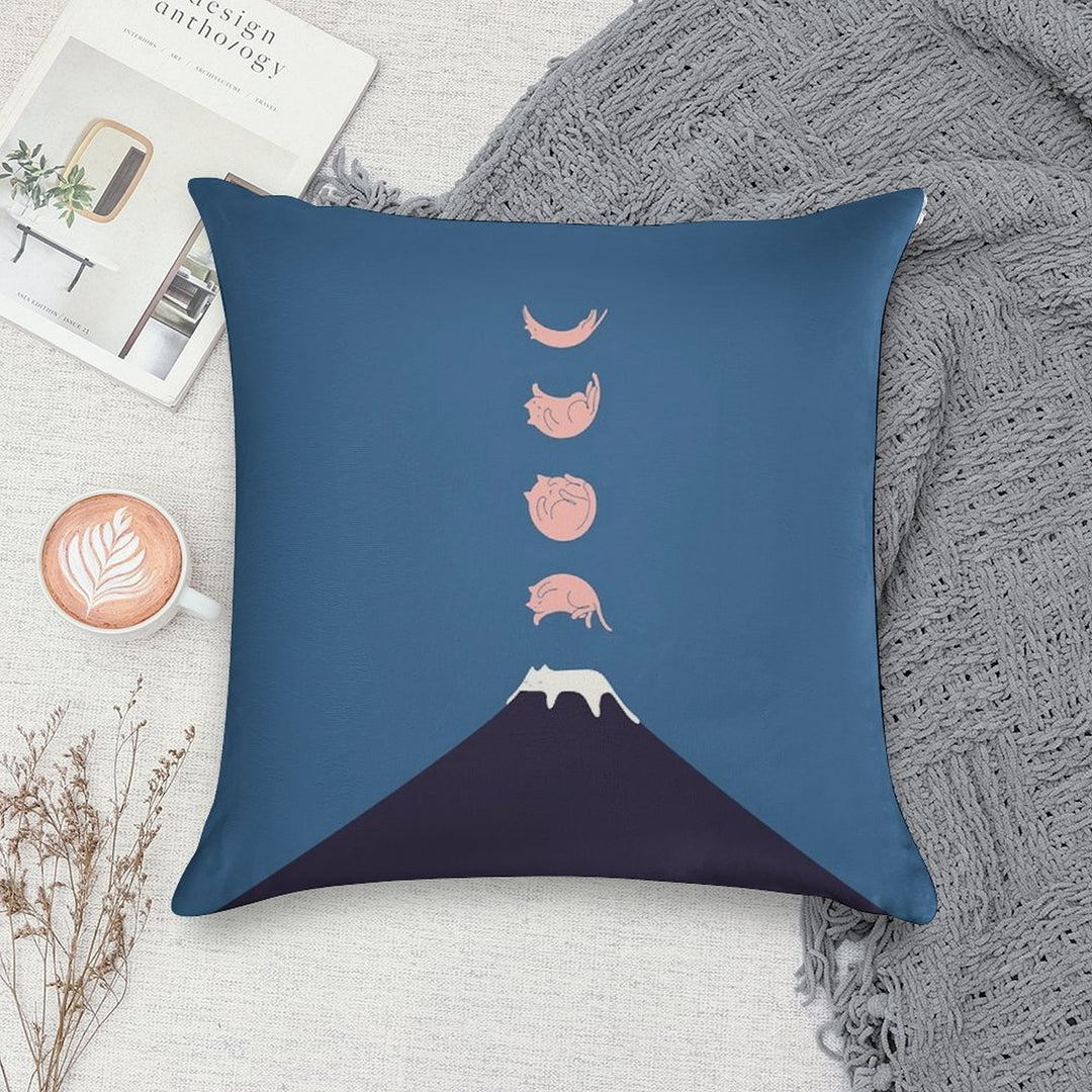 Cat Landscape 73 Soft Short Plush Fabric Throw Pillow