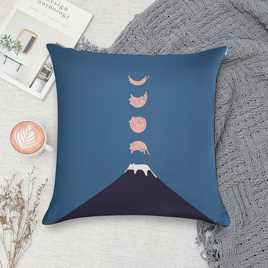 Cat Landscape 73 Soft Short Plush Fabric Throw Pillow