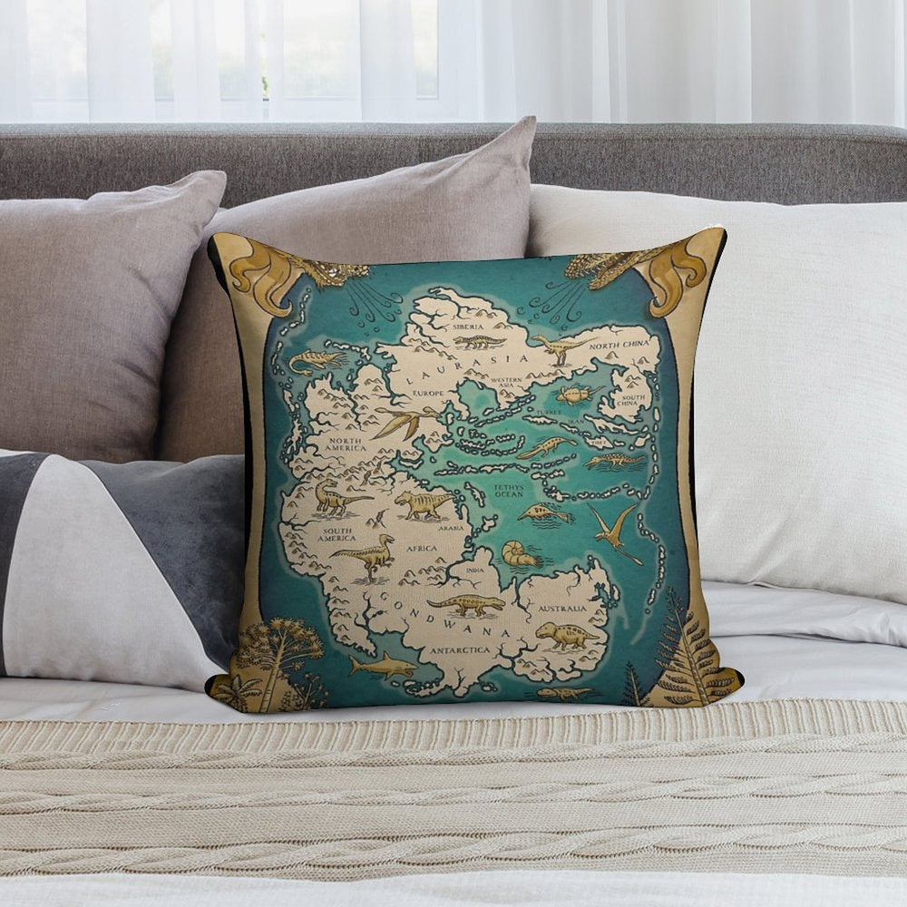 Map of The Supercontinent Pangaea Soft Shrink-Resistant Throw Pillow