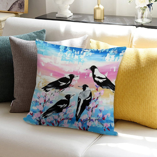 Australian Magpies Rainbow Soft Skin-Friendly Throw Pillow