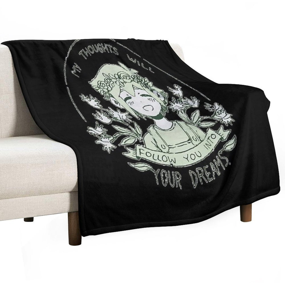 Omori My Thoughts Will Follow You Into Your Dreams Basil Travel-friendly Throw Blanket