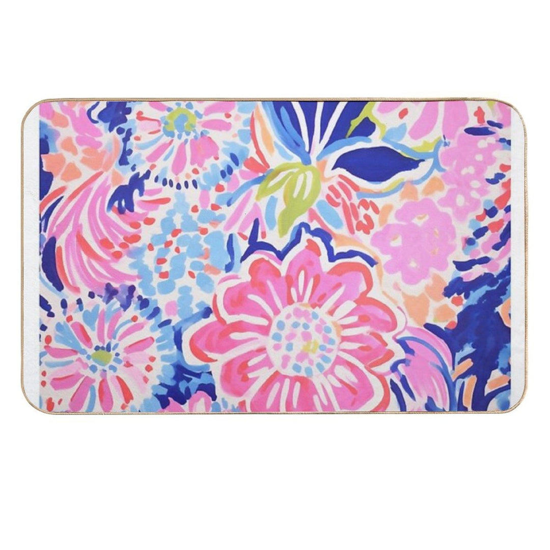 Floral Pretty Pastel Pattern Pink Blue Orange  Rapid-Drying Bath Mat