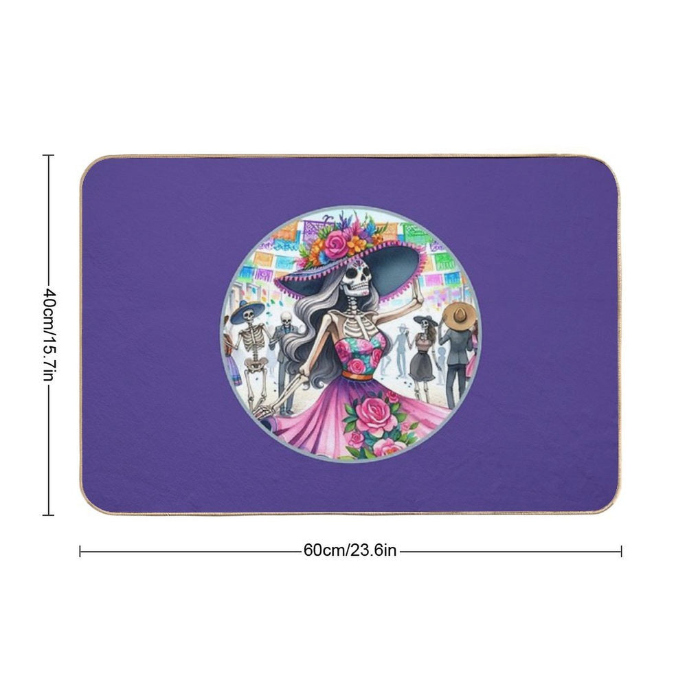 Day of The Dead Frame  Repositionable Bath Mat