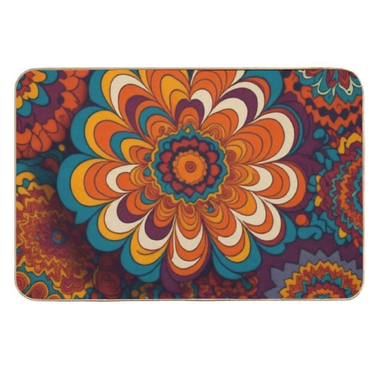 Flower Power Colourful Flower Pattern  Easy To Clean Bath Mat
