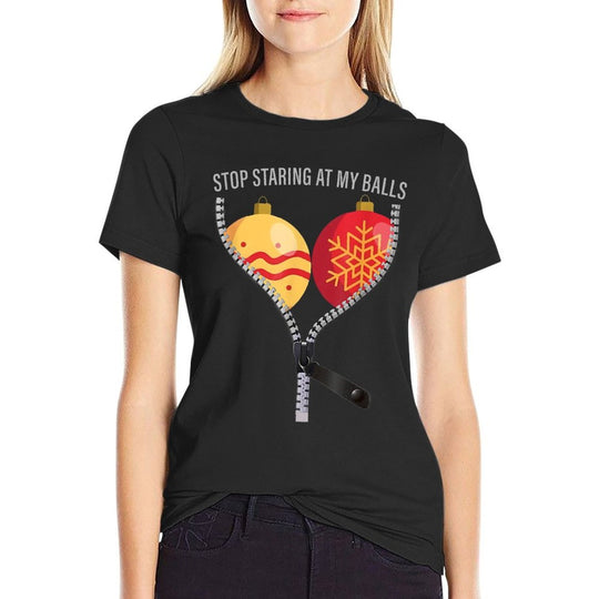 Stop Staring At My Christmas Balls Meme Holiday Funny Xmas  Moisture-wicking T-Shirt