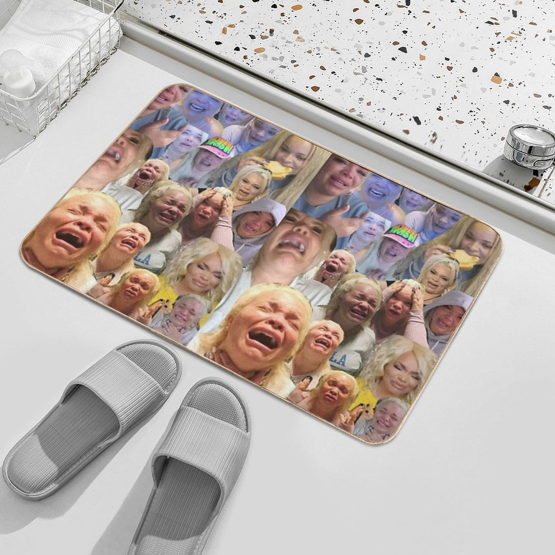 Trisha Pastas Crying on Her Kitchen Floor Collage  High-Traffic Bath Mat