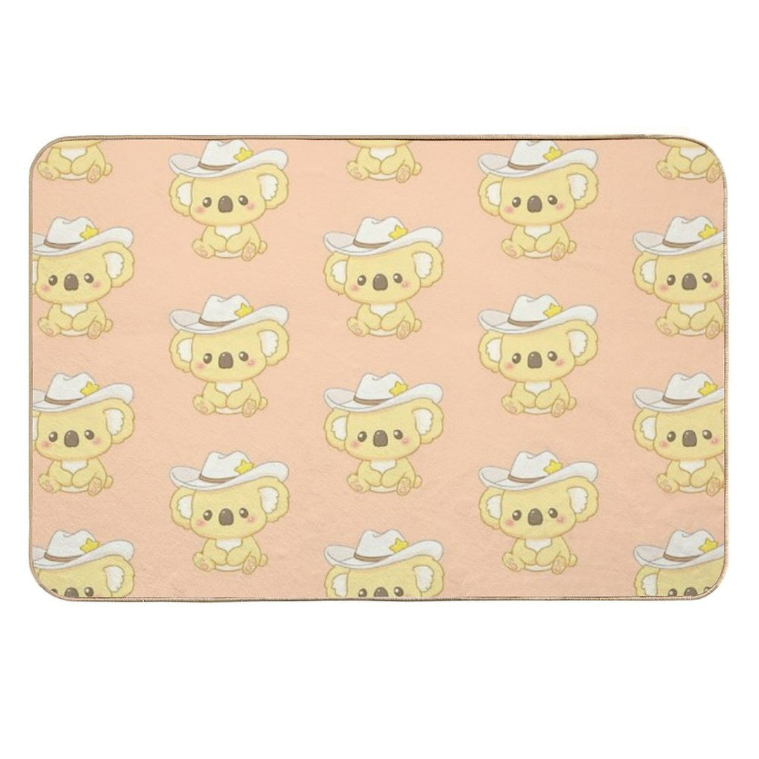 Kawaii Koala with Cowboy Hat  Slip-Resistant Bath Mat