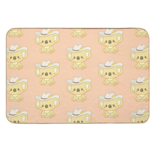 Kawaii Koala with Cowboy Hat  Slip-Resistant Bath Mat