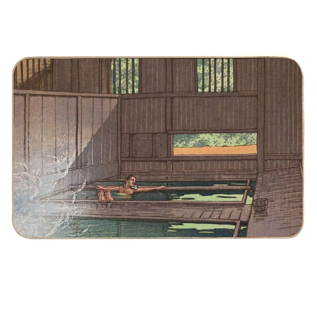 Hoshi Onsen by Kawase Hasui  Repositionable Bath Mat