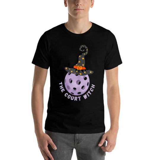 Fun Halloween Pickleball The Court Witch Purple Hat  Slim-fit Cut T-Shirt