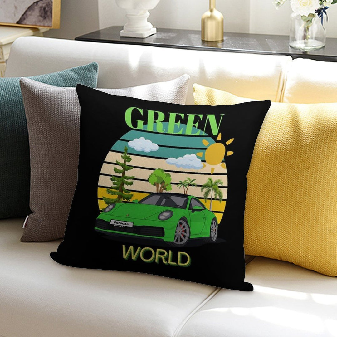 GREEN Soft Short Plush Fabric Throw Pillow