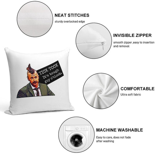 Tick Tock, It's Tough Guy O'clock - Mike Wozniak Soft Warmth Comfort Throw Pillow