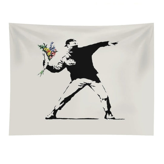 Banksy - Flower Thrower Tapestry