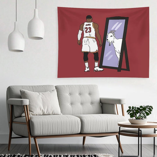 LeBron James Mirror GOAT (Cleveland) Tapestry