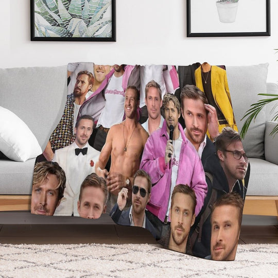 HIGH QUALITY Ryan Gosling Photo Collage Sustainable Throw Blanket