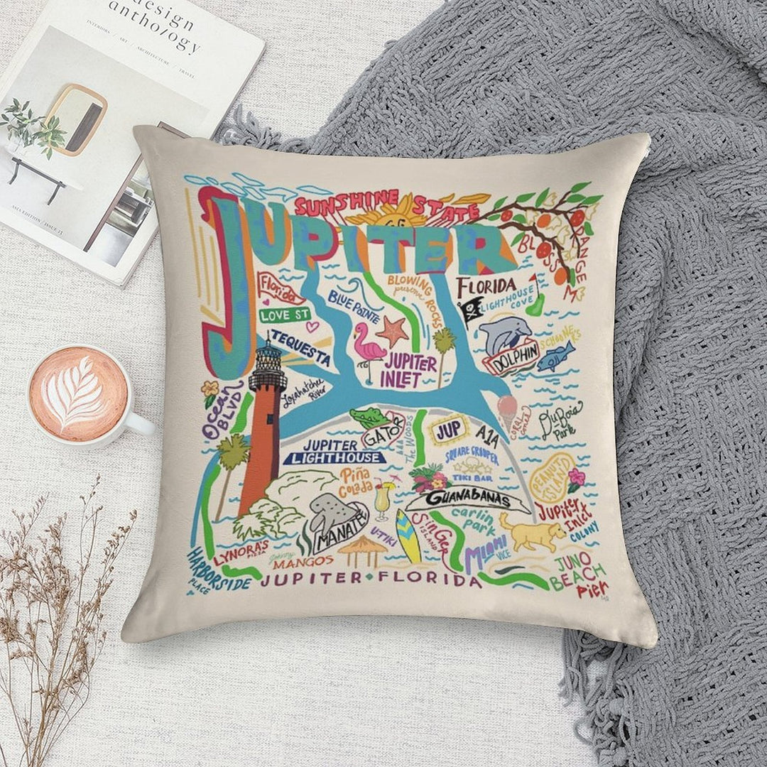 Jupiter, FL Soft Hidden Zipper Throw Pillow