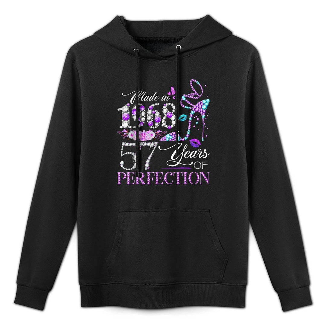 57th Birthday Queen Made in 1968 Diamond 57 Years Old Floral Medium-Weight Fabric Hoodie