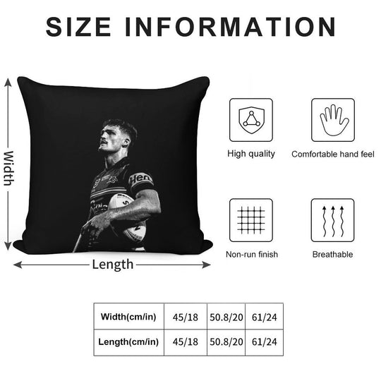 Nathan Cleary Panthers NRL Black And White Posterised Soft Luxury Feel Throw Pillow