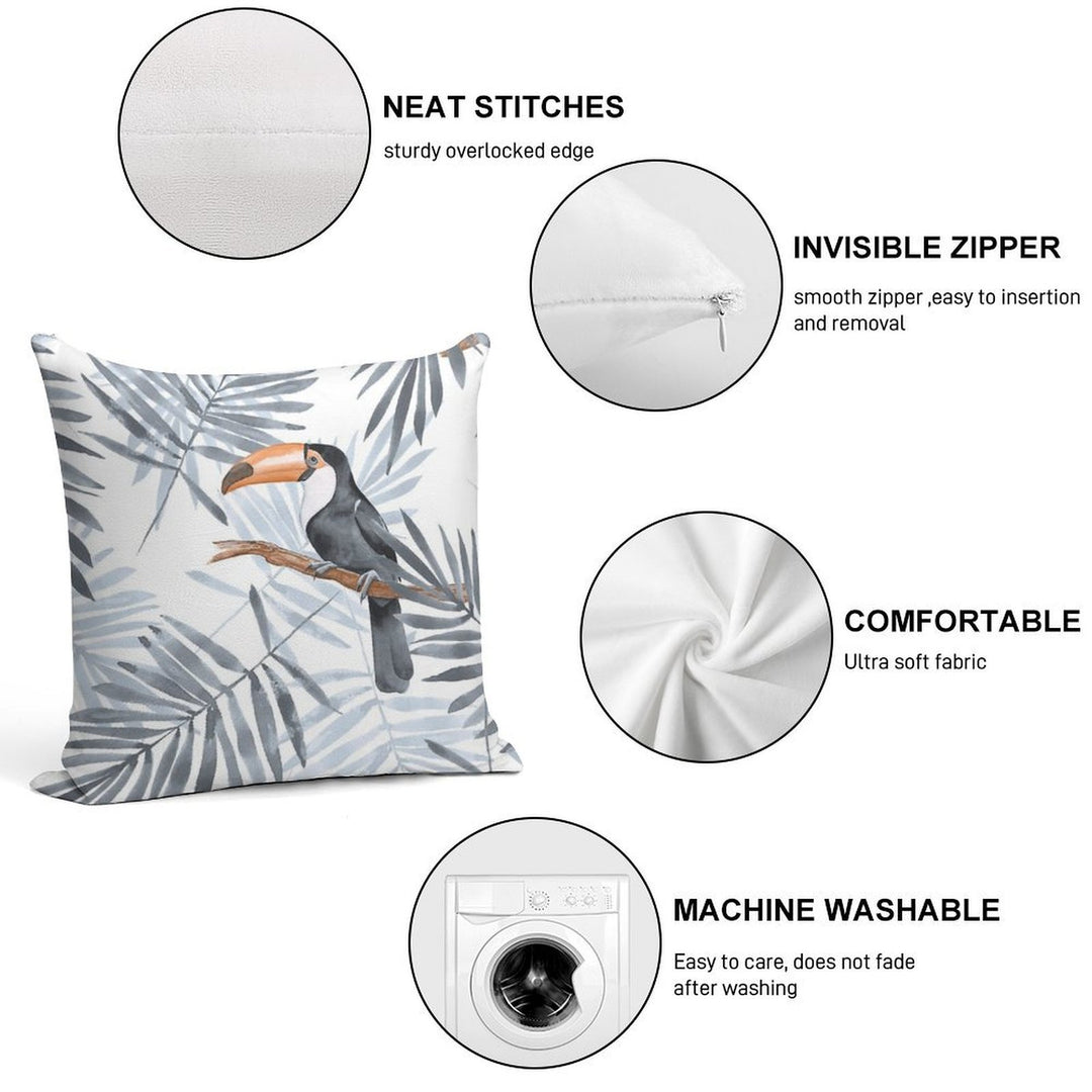Palm Leaves And Toucan Soft Anti-Pilling Throw Pillow