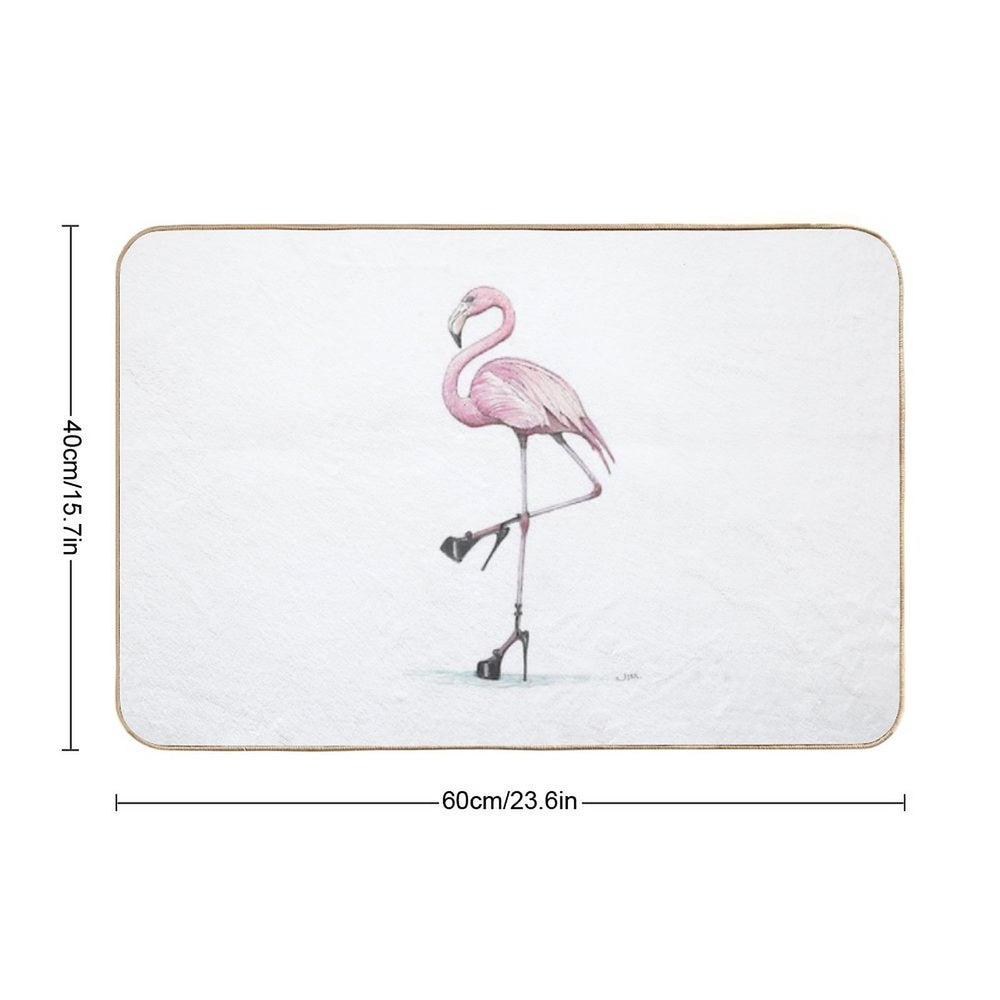 Flamingo in Stilettos  Anti-Trip Bath Mat