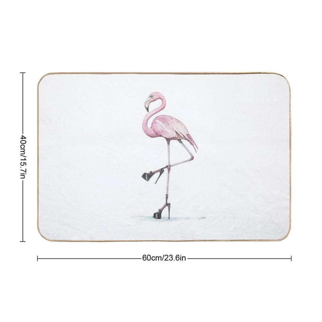 Flamingo in Stilettos  Anti-Trip Bath Mat