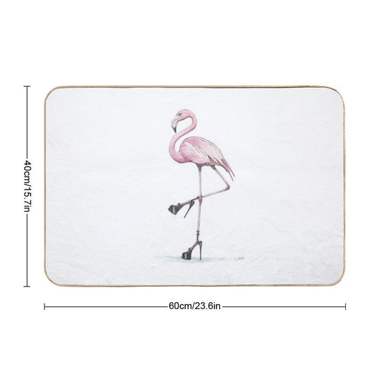 Flamingo in Stilettos  Anti-Trip Bath Mat