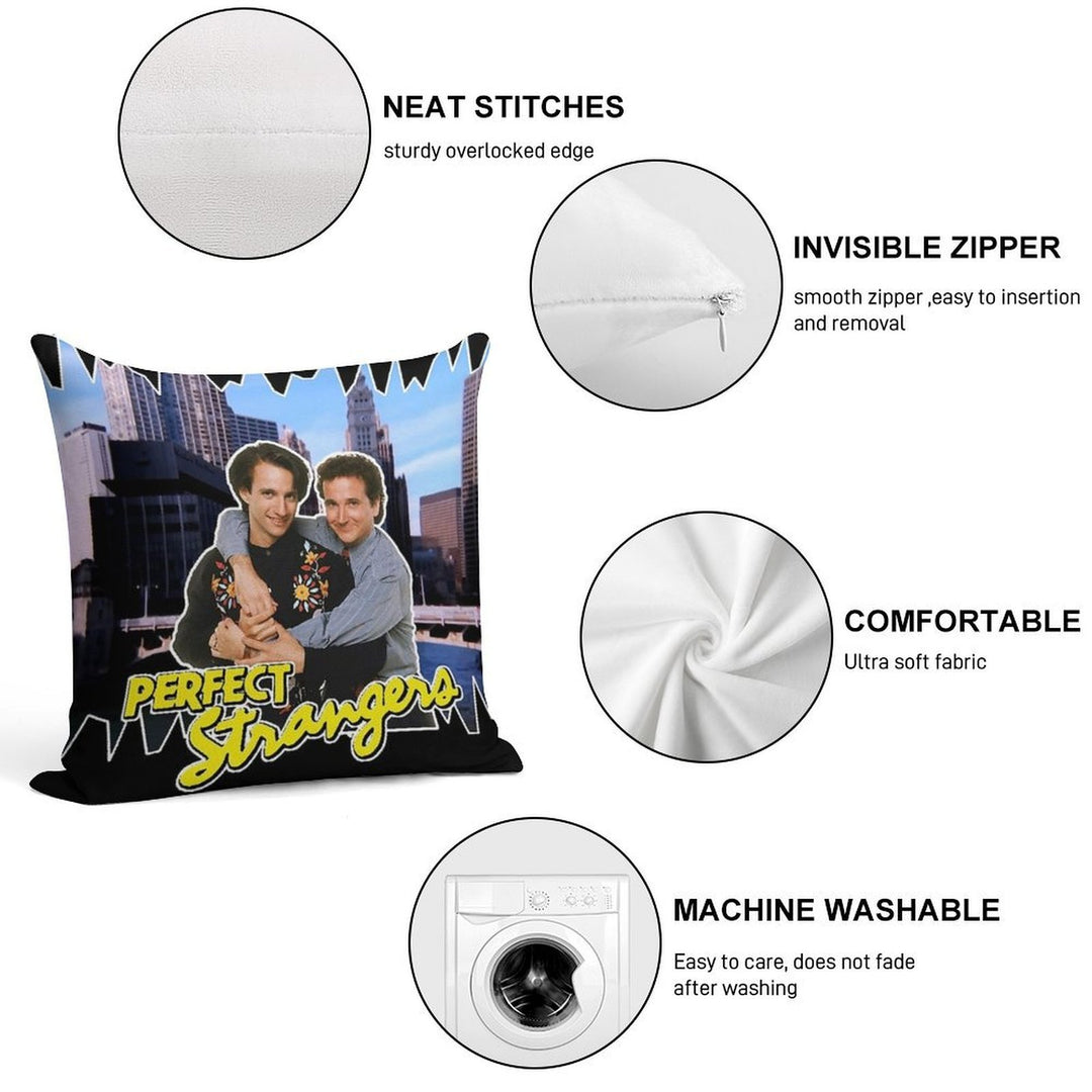 Perfect Strangers Larry Balki Retro Throwback Chicago Skyline Tribute Soft Durable Construction Throw Pillow