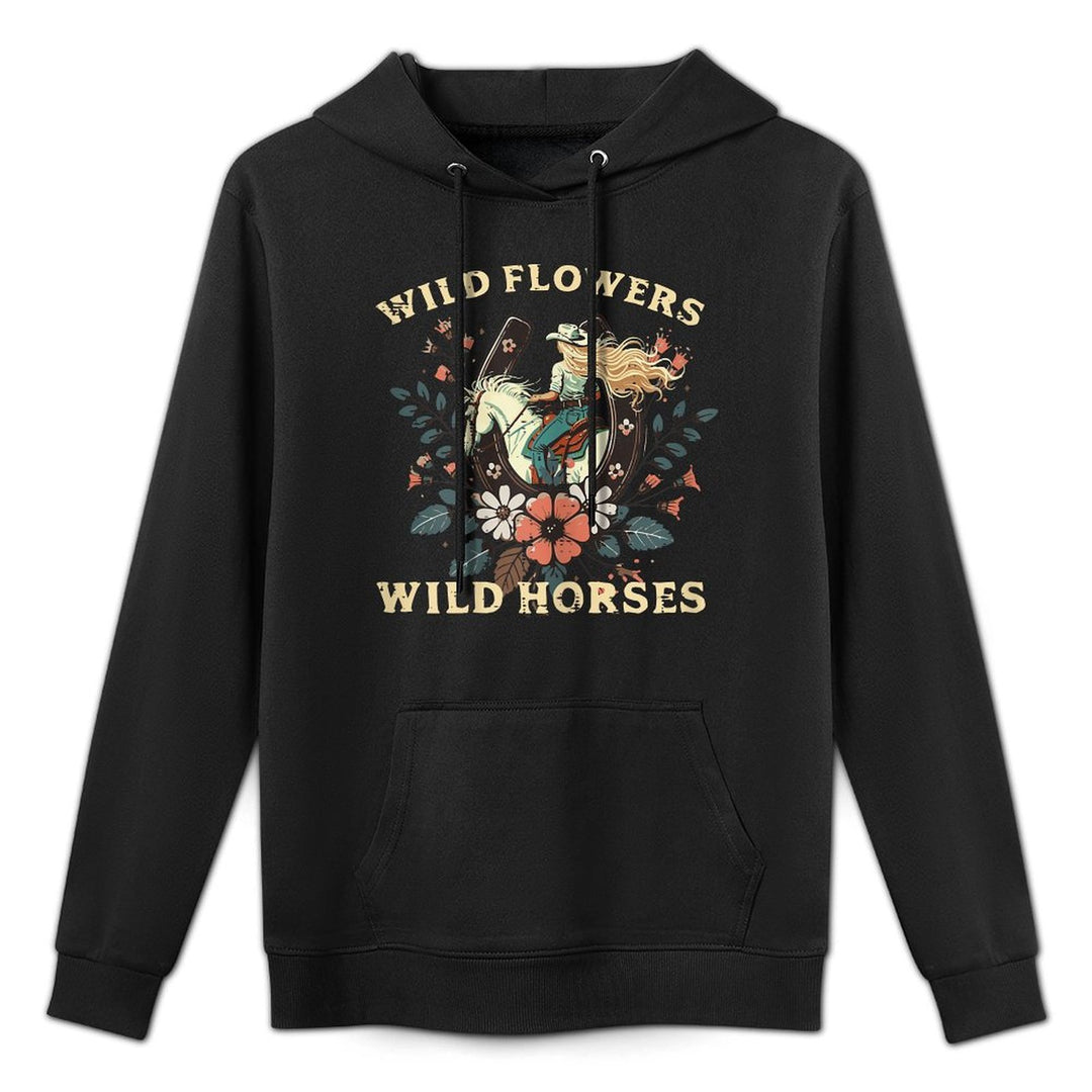 Wild Flowers Horses Vintage Equestrian Farm Women Girls Kids Moisture-Wicking Hoodie