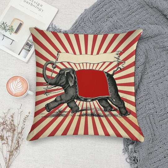 Circus Elephant Vintage Poster Pop Wall Street Art Soft Style Accent Throw Pillow